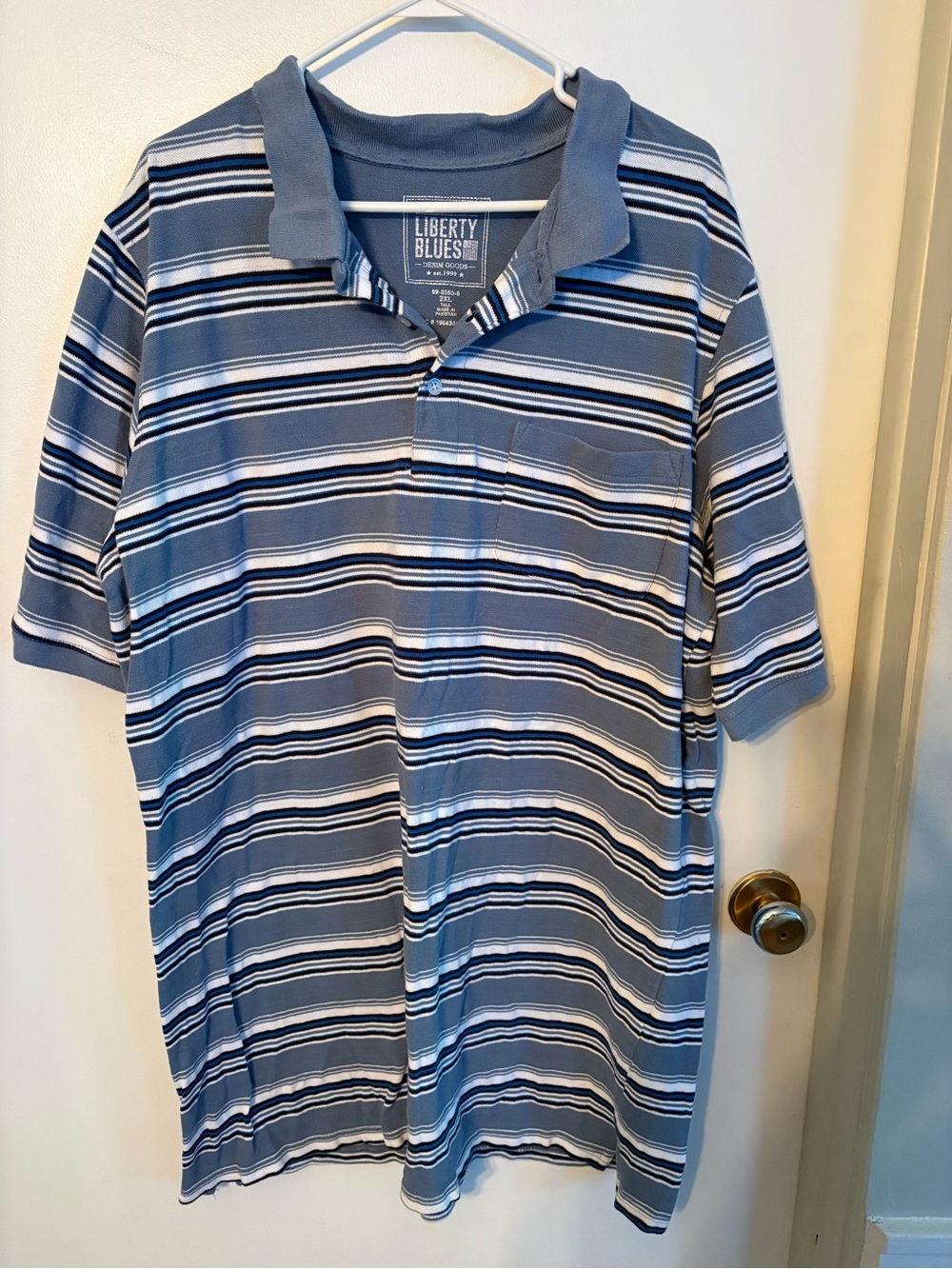 Liberty Blues Men’s 2XL tall Blue Striped Polo Shirt